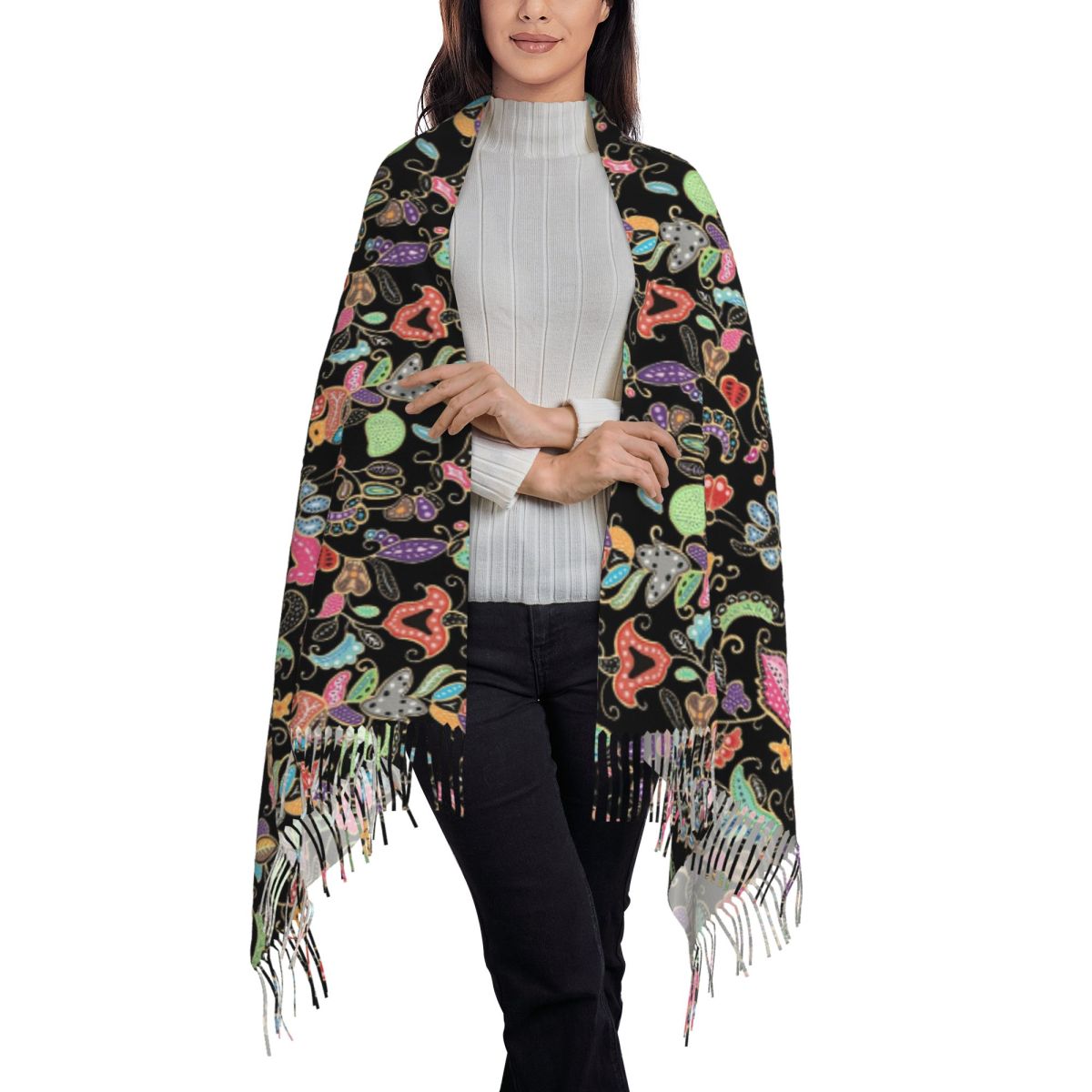 Batik Sarong Wrap - Sarong Batik Kebaya Purple Scarf Tassel