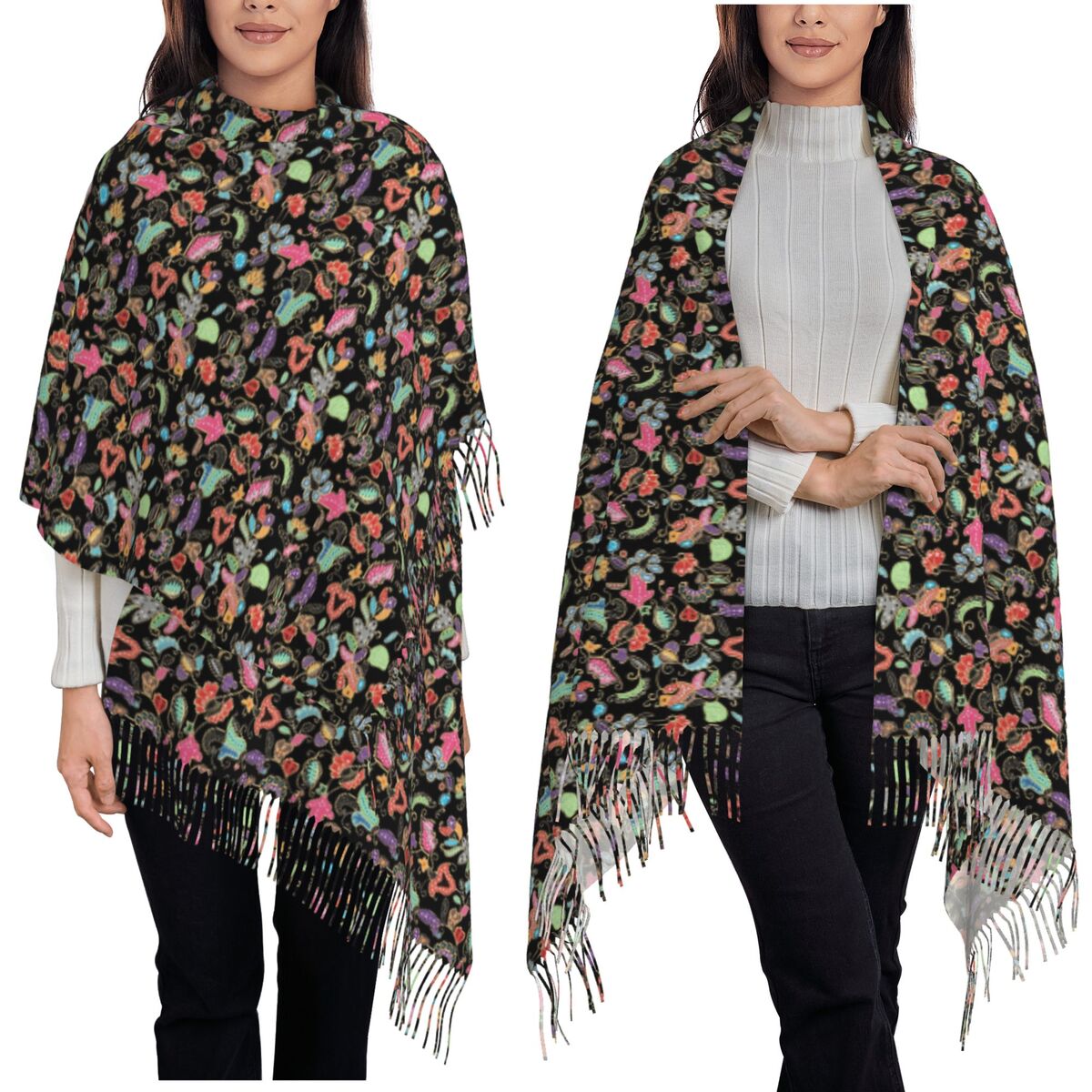 Batik Sarong Wrap - Sarong Batik Kebaya Purple Scarf Tassel