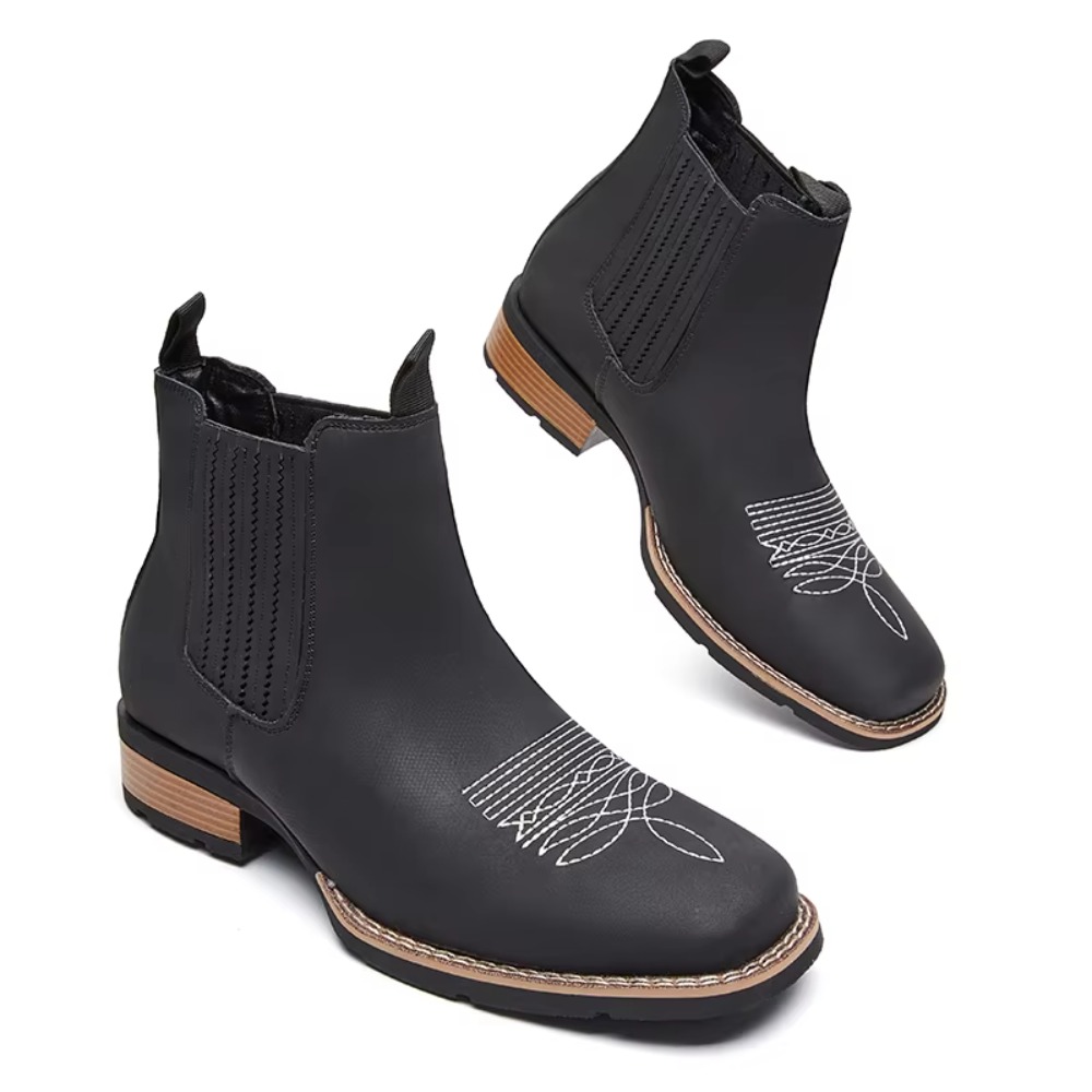 Men's Wide Toe Cowboy Boots Sl - Ethnic Fashion 评论和价格