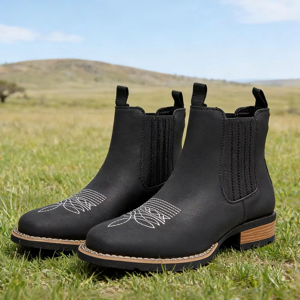 Men's Wide Toe Cowboy Boots Sl - Ethnic Fashion 评论和价格