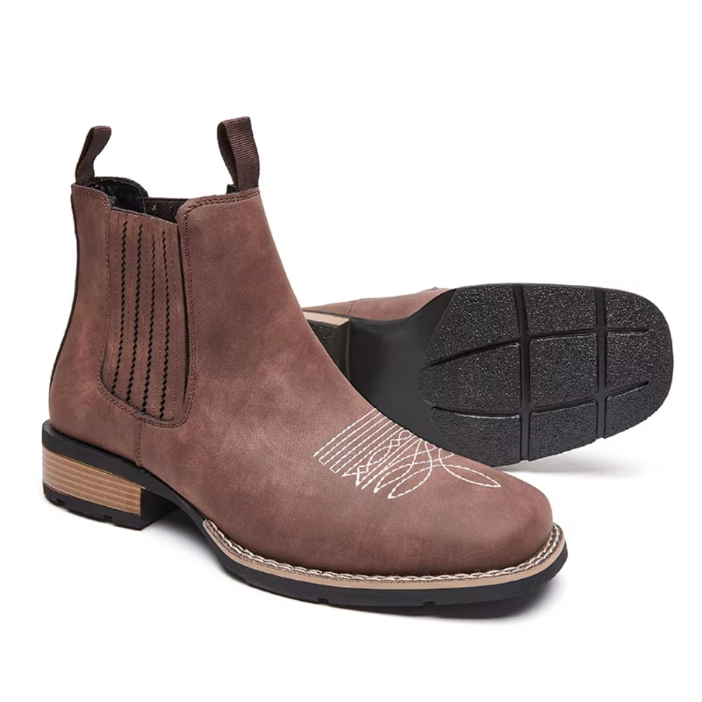 Men's Wide Toe Cowboy Boots Sl - Ethnic Fashion 评论和价格