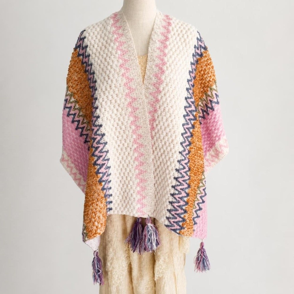 Retro Striped Pattern Knit Pon - Ethnic Wear In Fashion 评论和价格