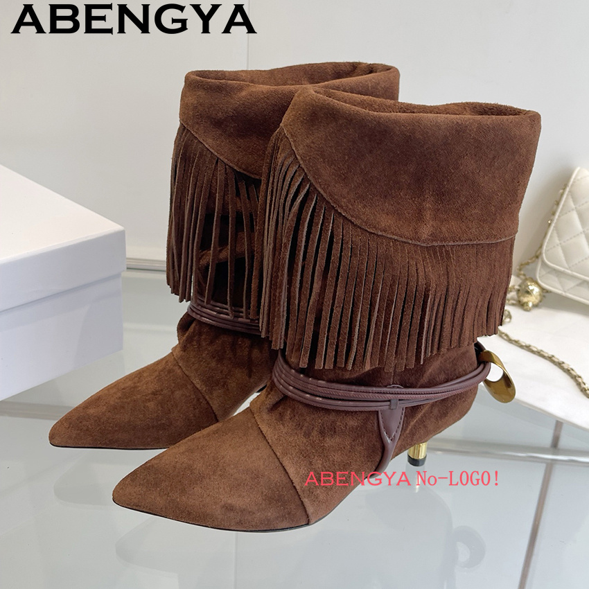 Suede Leather Edge Tassel Desi - Ethnic Fashion 评论和价格