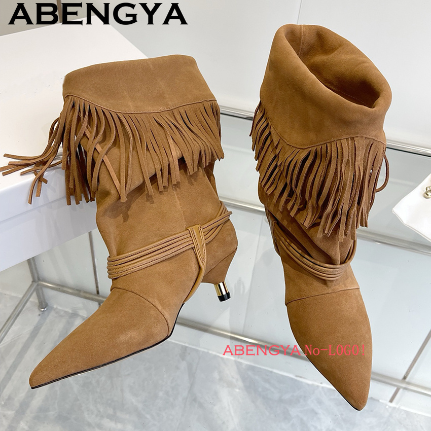Suede Leather Edge Tassel Desi - Ethnic Fashion 评论和价格