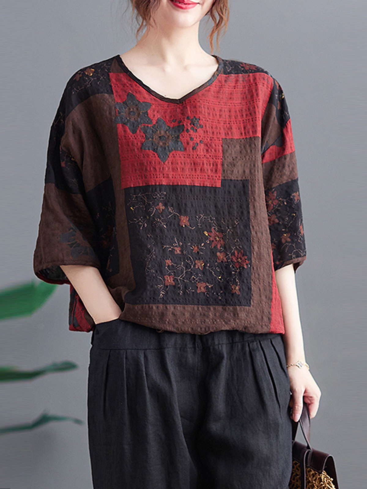 Lightweight Cotton Linen V-nec - Ethnic Wear In Fashion 评论和价格