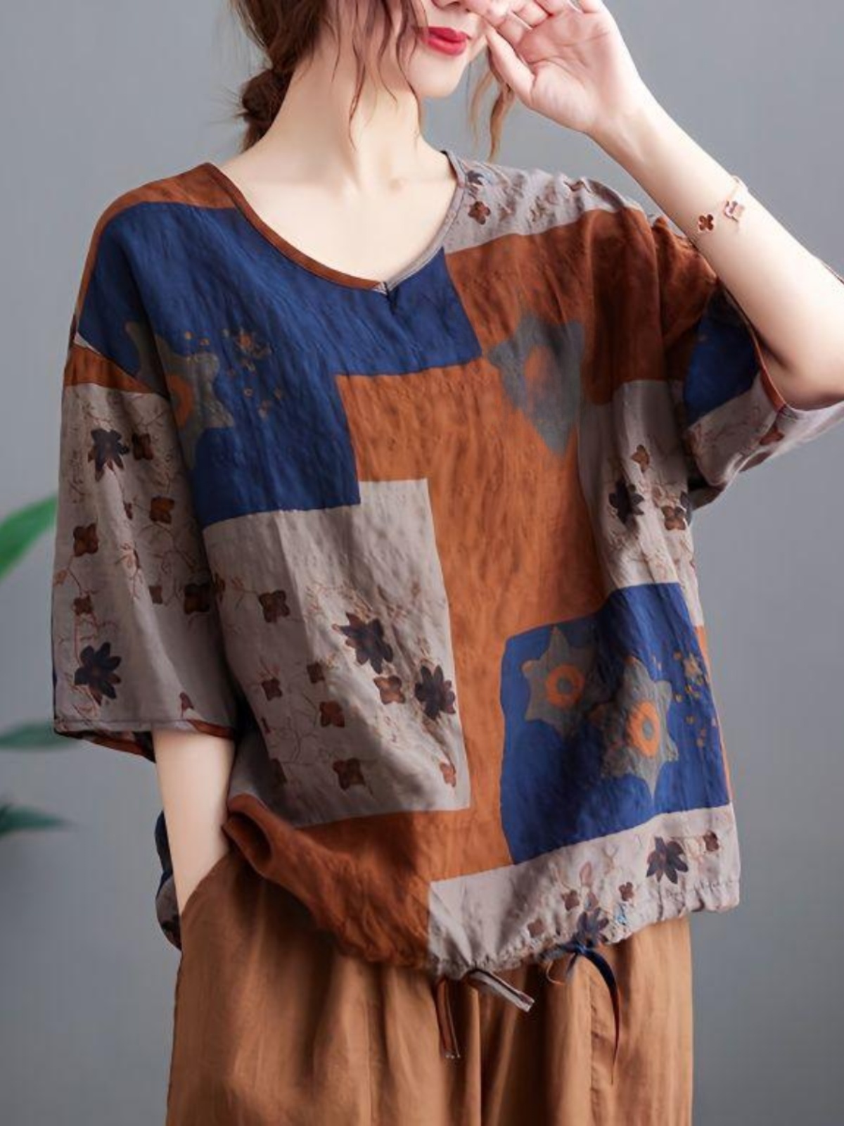 Lightweight Cotton Linen V-nec - Ethnic Wear In Fashion 评论和价格