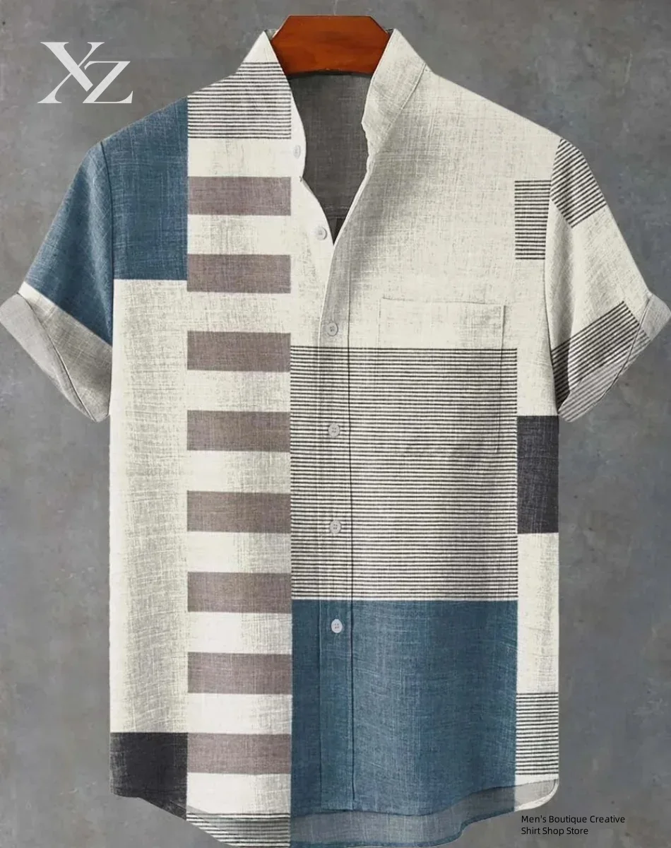 New Linen Men's 3D Ethnic Patt - Ethnic Fast Fashion 评论和价格
