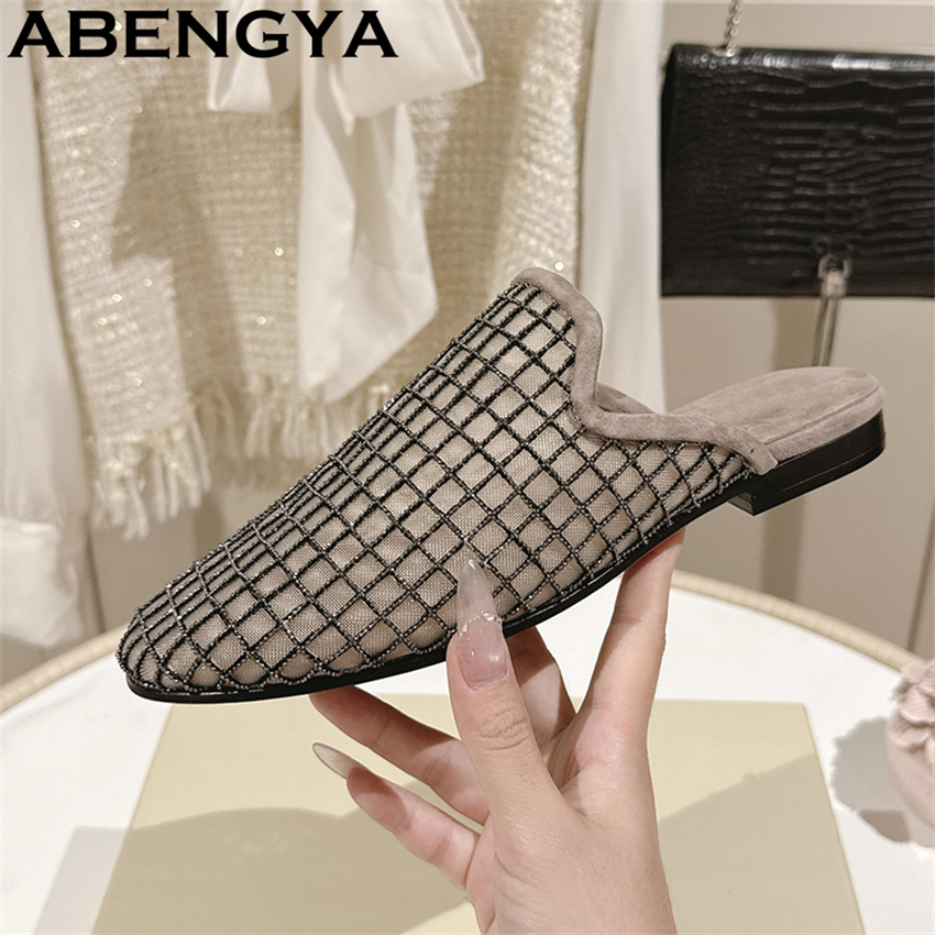 Shiny Lace Mesh Round Toe Flat - Ethnic Fashion 评论和价格