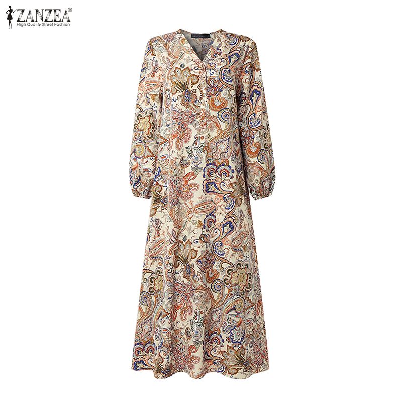 ZANZEA Women Vacation Paisley  - Abaya Modest Wear 评论和价格