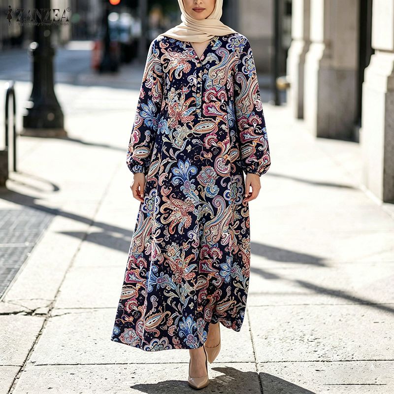 ZANZEA Women Vacation Paisley  - Abaya Modest Wear 评论和价格