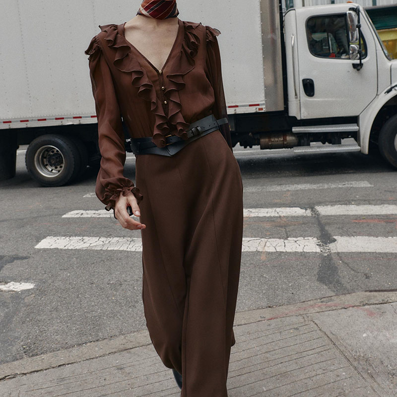 Elegant V-Neck Long Sleeve Mid - Ethnic Wear In Fashion 评论和价格