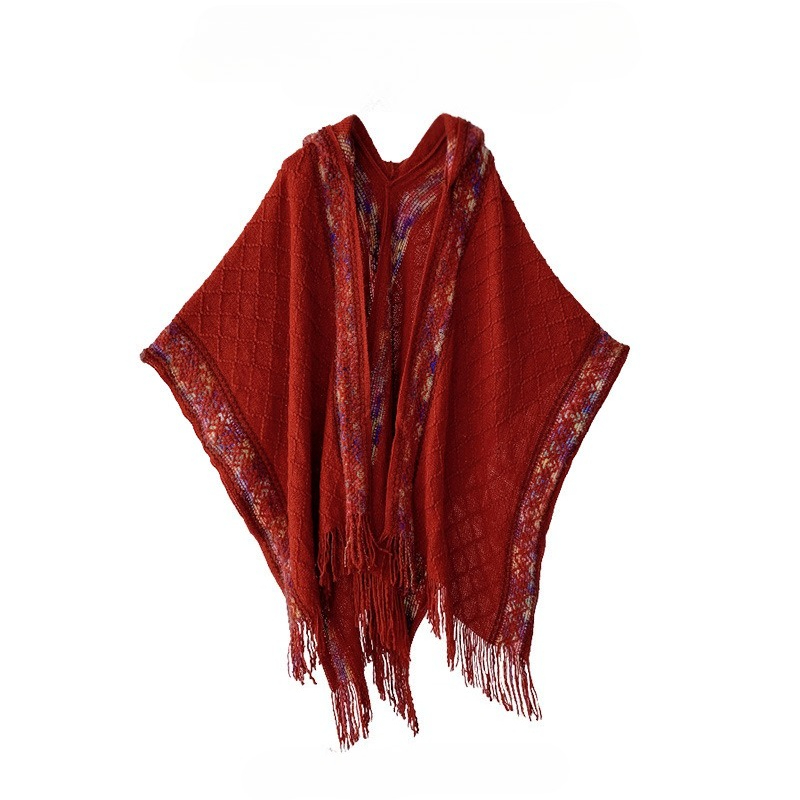 Boho Ethnic Print Poncho Shawl - Ethnic Boho Fashion 评论和价格