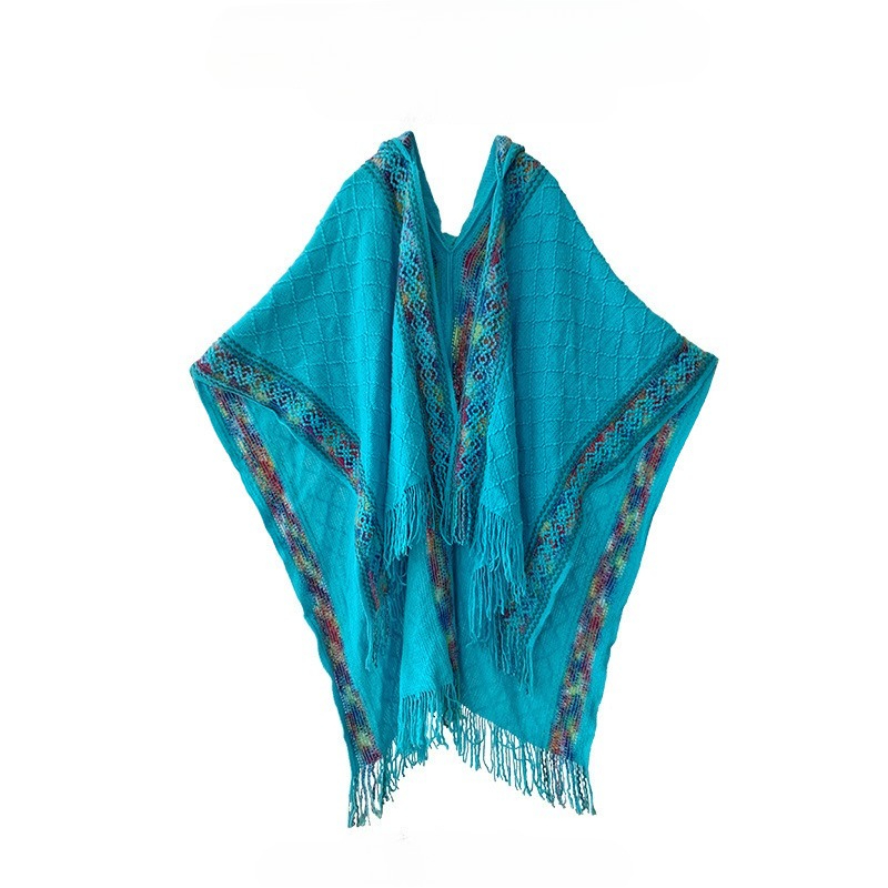 Boho Ethnic Print Poncho Shawl - Ethnic Boho Fashion 评论和价格