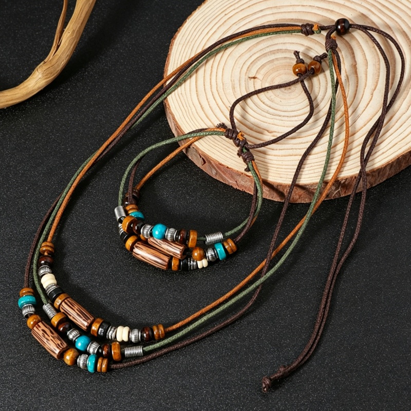 Vintage 2 Layer Faux Leather W - Fashion Ethnic Wear For Men 评论和价格